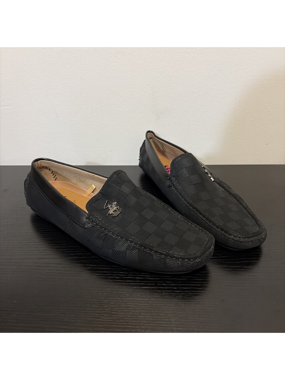 Beverly Hills Polo Club Mens Black Square Toe Slip On Loafer Shoes Size 11